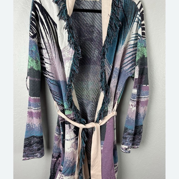 Anthropologie Aldomartins Moira Fringed Cardigan Multicolor Size Large - Picture 3 of 9